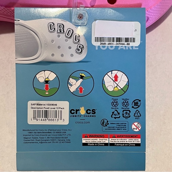 Crocs Baya Clogs & 10-Piece Food Lover Jibbitz Set in Pink Men’s 7/Women’s 9 - Picture 12 of 12